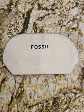 Fossil Natural Canvas Zip Cosmetic Pouch